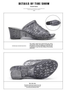 รองเท้าแตะส้นเตี้ยคริสตัลสำหรับผู้หญิง รองเท้าแตะส้นเตี้ยแบบเจลลี่ รองเท้าแตะชายหาดแบบมีสายรัดส้นเท้า รองเท้าแตะแบบมีพื้นหนาสำหรับกลางแจ้ง