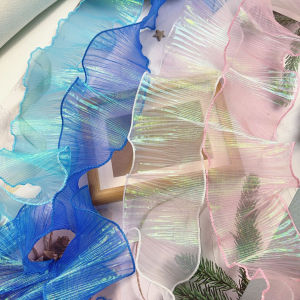 จีบชายกระโปรงสไตล์นางฟ้า 9 ซม. ลายจุด 3 มิติ ชายกระโปรง ผ้าอ็อกเก็ต ลายจุด จีบ ตกแต่งเสื้อผ้า อุปกรณ์เย็บผ้า