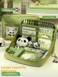 MONLEYTA | Large Capacity High Aesthetics Multi-Function Green Pen Case for Junior High School and Elementary School Students