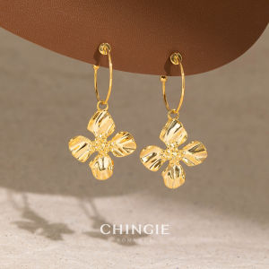 Extravagant Golden Flower Hoops Earrings Unique Beautiful Clip-Ons for Women Luxury Fashion Jewelry No Piercing Required