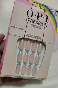 OPI xPRESS/ON Press On Nails Tear To xPress Long Rainbow French Tip Nude False Nails 30pcs Reusable