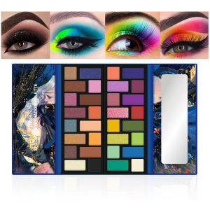 อายแชโดว์สี 32 สี-Matte & Shimmerเม็ดสีสูงมังสวิรัติปราศจากความโหดร้ายProfessional Makeup Palette (Warm/Nude/Glitter)