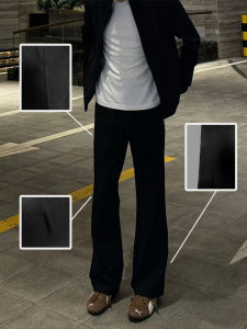 กางเกงยีนส์ทรงสลิมฟิตสีดำทรงตรงสไตล์อเมริกันสำหรับผู้ชาย กางเกงยีนส์ทรงตรงทรงสลิมฟิตทรงตรงทรงตรง