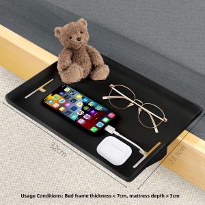 Wall-Mounted Bedside Mattress Storage Rack Free-Standing Table Clamp Gap Table Hanging Board Tray Cup Holder Bed Head Organizer