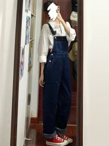 Loose Womens Denim Overalls High Waist Long Pants Four Seasons Casual Style plus Size Pear Shape Body Slimming Blue Color