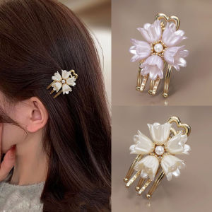 1pcs Delicate Lily Flower Duckbill Clip for Women  Side Bangs Small Clip