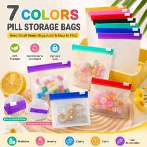 35Pcs Multi-Color Zipper Self Sealing EVA Pill Organizer Bags - Translucent Portable Medicine Storage Eco-Friendly Travel Jewelry Earrings Rings Case Pouch