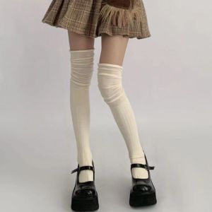 Thickened Fleece Long Tube Socks Womens Autumn Winter Warm Color Knee-high Booties Home Comfort Stockings High Nylon Pure Color