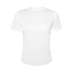 Womens Yoga Sportswear Slim Fit Elastic Breathable Summer Thin Short Sleeve Running Fitness Top Moisture Wicking Quick Dry Ultra Stretch
