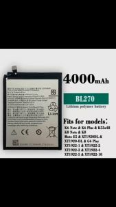 100% Original For Lenovo K6 K8 Note K53a48 Vibe K6 G G5 Plus 4000mAh BL270 Battery For Motorola Moto G6 Play XT1922 Bateria
