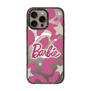 Pink Leopard Barbie Mirror  15 pro Phone Case Full Protection Background Record Girl Cartoon Acrylic Shell Compatible with 16 pro Max