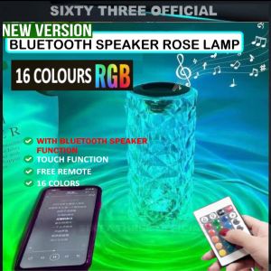 NEW Diamond Rose Bluetooth Speaker +16 Color RBG Table Light Bedroom  Charging Acrylic Light LED Crystal Touch 3D Lampu