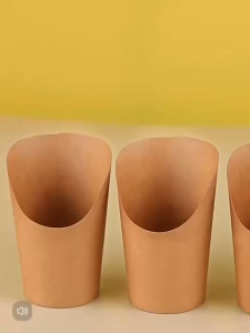 50pcs Spout Cups Fries Holder Disposable Waffle Cup Kraft Paper Fries Cup Holder Snack Paper Cups [refurbished]