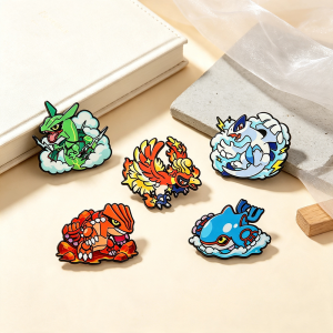 Bandai | Cartoon Legendary Beasts 5-Piece Enamel Pin Set Monster Alloy Lapel Brooch Badges for Backpack Clothing Cosplay Collection Gift