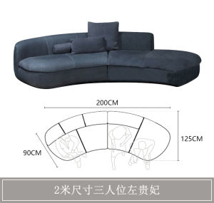 Italian Style Modern Curved Sofa Accessible Luxury Special-Shaped Large Apartment Brushed Velvet Living Room Reception Model Room Designer Internet Celebrity