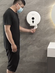 Toilet Paper Roll Dispenser Punch Free Waterproof Wall Mount Single Roll Tissue Dispenser Holder Dispenser for Single Roll Tissue for Washroom