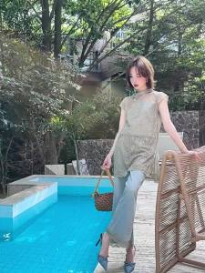 National Style Chinese Set Lace Blouse Jeans Two-Piece