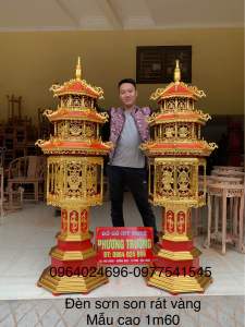 cặp đèn tháp Sơn son rát vàng (có cao 60801m1m2 1m4 1m61m82m 2m20)