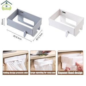 Foldable Trash Can Household Cabinet Door Wall-mounted Plastic Bag Hanger Kitchen Storage Garbage Bag Holder