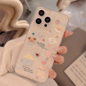 Cute Cartoon Dog Sticker Silicone Transparent Female Model  Phone Case Creative Individual Shell Large Hole Soft Shell