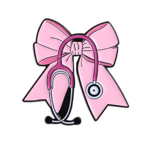 Cute Pink Bow Enamel Pin Medicine Box Capsule Doctor Nurse Stethoscope Brooch Badge Clothes Jewelry Gift For Kids And Friends