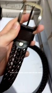 Ikat Pinggang Pria Gesper Jarum Model Kepang Anyam Kulit 3.5 Cm