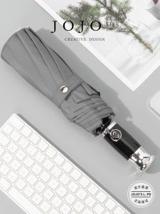 JOJOS L PD Hundred Fully Automatic Thickened Mens Umbrella Sturdy Three Fold Rain Umbrella Plastic Shaft Universal Use