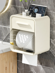 CHIJIAJIE | Wall-Mounted Drill-Free Waterproof Large Capacity Toilet Paper Holder