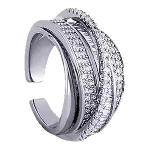 French Style Heavy Work Full Drill Zircon Open Ring for Women Unique Design Fashionable Minimalist Ring Alloy Material
