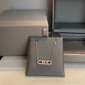 S 925 sterling silver plated 18K rose gold French classic jewelry womens necklace. Luxury holiday gifts. MOVE Stone