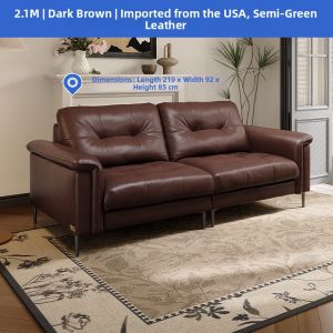 Retro American Straight Leather Sofa