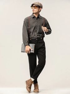 สไตล์ยี่ปุ่นแนวย้อนยูค: ชุดเอี๊ยมกางเกงขายาว บริษัท สไตล์วินเทจ สวมใส่ง่าย ผ้าใส่สบาย มีไซส์ใหญ่