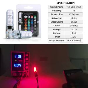 1set Memory Function T10 W5w RGB LED Bulb Remote Control Car Interior Lighting Reading Wedge Dome Trunk License Plate Light 12V