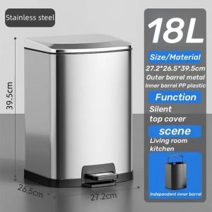 10L Premium Stainless Steel Tall & Thin Pedal Trash Can Bathroom Toilet Kitchen Bin