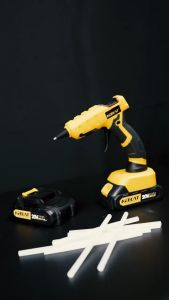 KEELAT Cordless Hot Melt Glue Gun Heavy Duty Hot Melt Glue Electric Heating Melt Glue Gun DIY Tools
