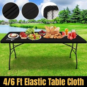 1 Pc 4/6ft Spandex Tablecloth Elastic Fitted Stretch Rectangular Tablecloth Washable and Wrinkle Resistant Patio Table Cover