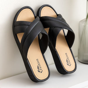 Womens Summer White Non Slip Black Thick Sole Wedge Sandals Beach Slippers Indoor and Outdoor