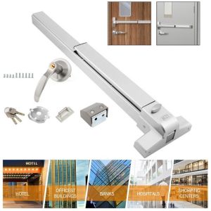 70~104cm Width Door Push Bar Panic Exit Device with Exterior Lever Emergency Lock Stainless Steel Commercial Door Push Bar Emergency Panic Exit Bar Handle Door Hardware