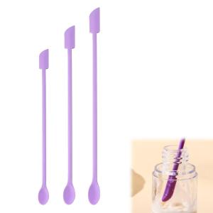 3 Chiếc Mini Di Động Silicon Hai Đầu Dụng Cụ Cạo Mỹ Phẩm Mềm Mại Đào Thìa Mặt Nạ Mặt Nạ Bộ Cọ Trang Điểm