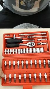 CPY 46pcs Tool Set Vehicle Multifunctional Wrenches Chrome Vanadium Steel Auto Car Repair Tool Box Set