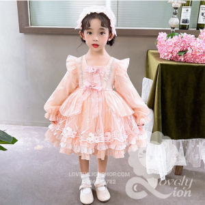 (có sẵn)Bộ váy công chúa Lolita màu hồng cam cho bé gái+cài tóc như hình