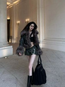 1UU Studio Peterborough Fashionable Eco-Friendly Short Coat with Puffy Falcon Neck Collar Thickened Outerwear for Women 18-24