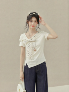 OUYANGXI | Áo Thun Ôm Body Trễ Vai