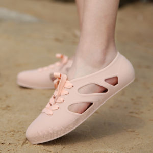 New Sandals Womens Summer Flat Beach Shoes Breathable Jelly Shoes Casual Hole Shoes Strap Plastic Sweet Student K-style