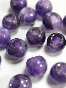 ลูกปัดคริสตัลเงาธรรมชาติขนาดใหญ่ DIY ทำด้วยมือ ลูกปัดทรงกลม อุปกรณ์ถักสร้อยคอ เครื่องประดับ ลูกปัดแบบมีรูขนาดใหญ่