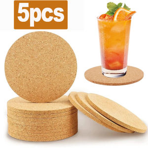 5Pcs Natural Cork Coasters 9cm Round Shape Cup Coasters Wine Drink Coffee Tea Cup Mats