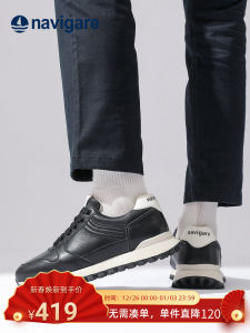 Navigare Mens Casual Shoes Comfortable Leather Mens Footwear Fall Winter New Style Sailing Boat Design Sporty Thick Bottom