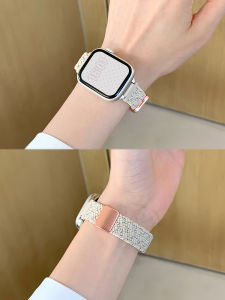 Uhada สายนาฬิกา Apple Watch ผ้าไนลอนถักแบบใหม่ ดูดซับแม่เหล็ก สายรัดแขนกีฬาระบายอากาศได้ดี สายรัดยางยืด สายรัด Apple Watch 11