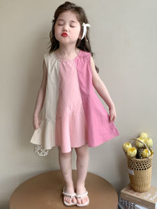 Girls Cotton Sleeveless Dress Summer Cool Vest Skirt Childrens Pure Cotton Dress Princess Style Clothing for Babies And Toddlers