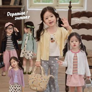 2024 Girl Summer Sun Protection Knitting Thin Cardigan New Arrival Kids Air Conditioning Shirt Fashion Children Babys Top outside